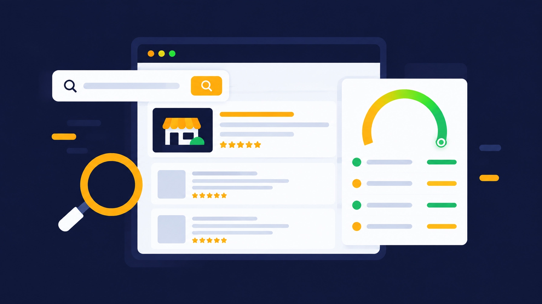 Made AI Ready AI search visibility illustration showing a business visibility gauge